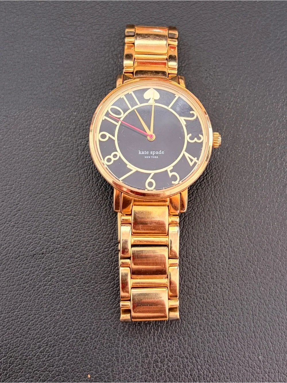 kate spade Gold Tone Bracelet Watch with Black Dial